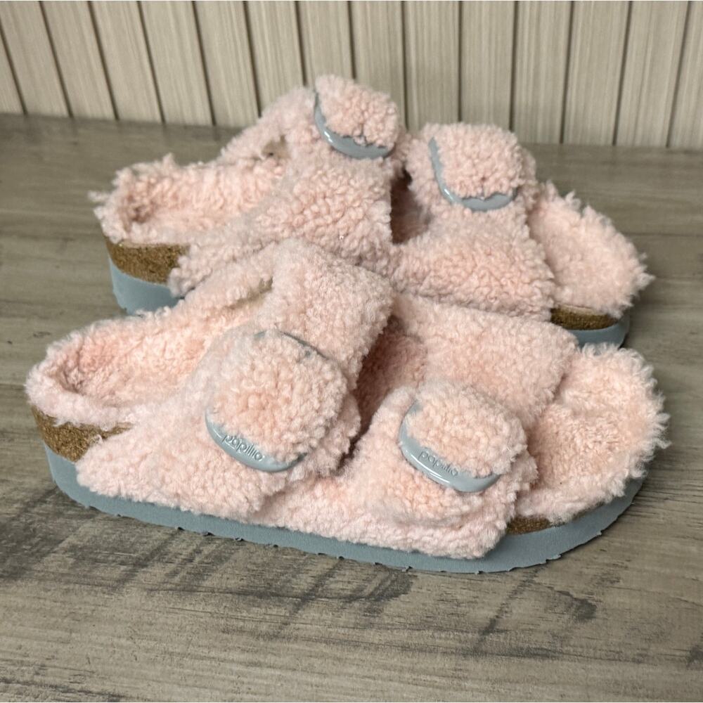 Birkenstock Papillio Arizona Big Buckle Teddy Sandals Crystal Rose Size 7-7.5